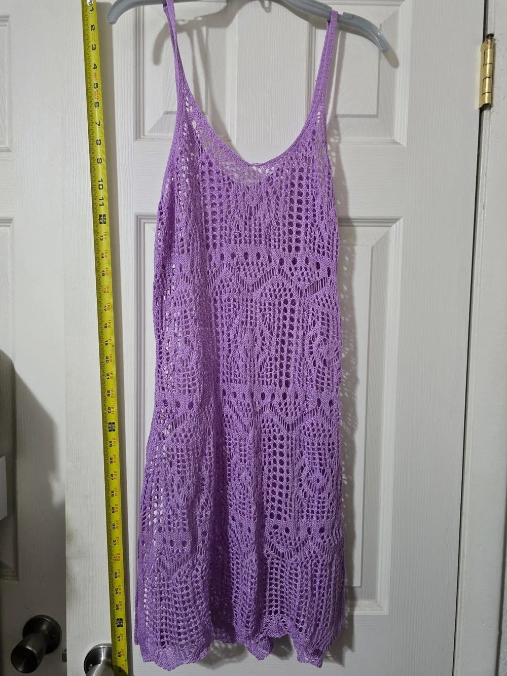 Crochet Swim CoverUp Dress One Size S/M Purple High Slit Beach Fairy Resortwear
